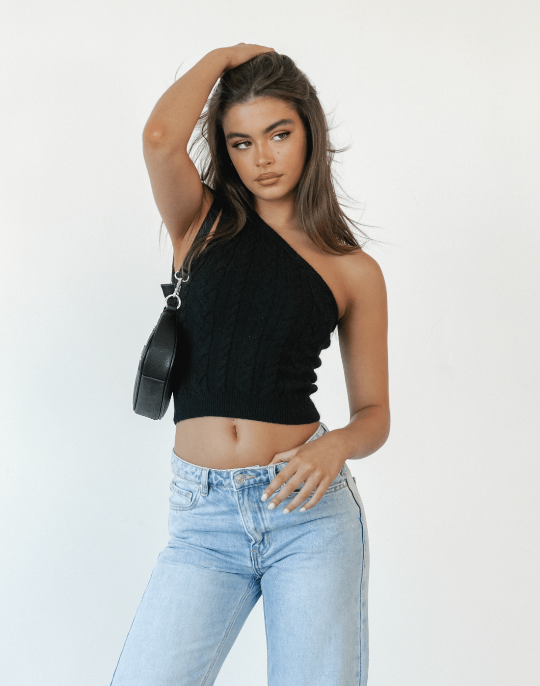 Kiara One Shoulder Top (Black)