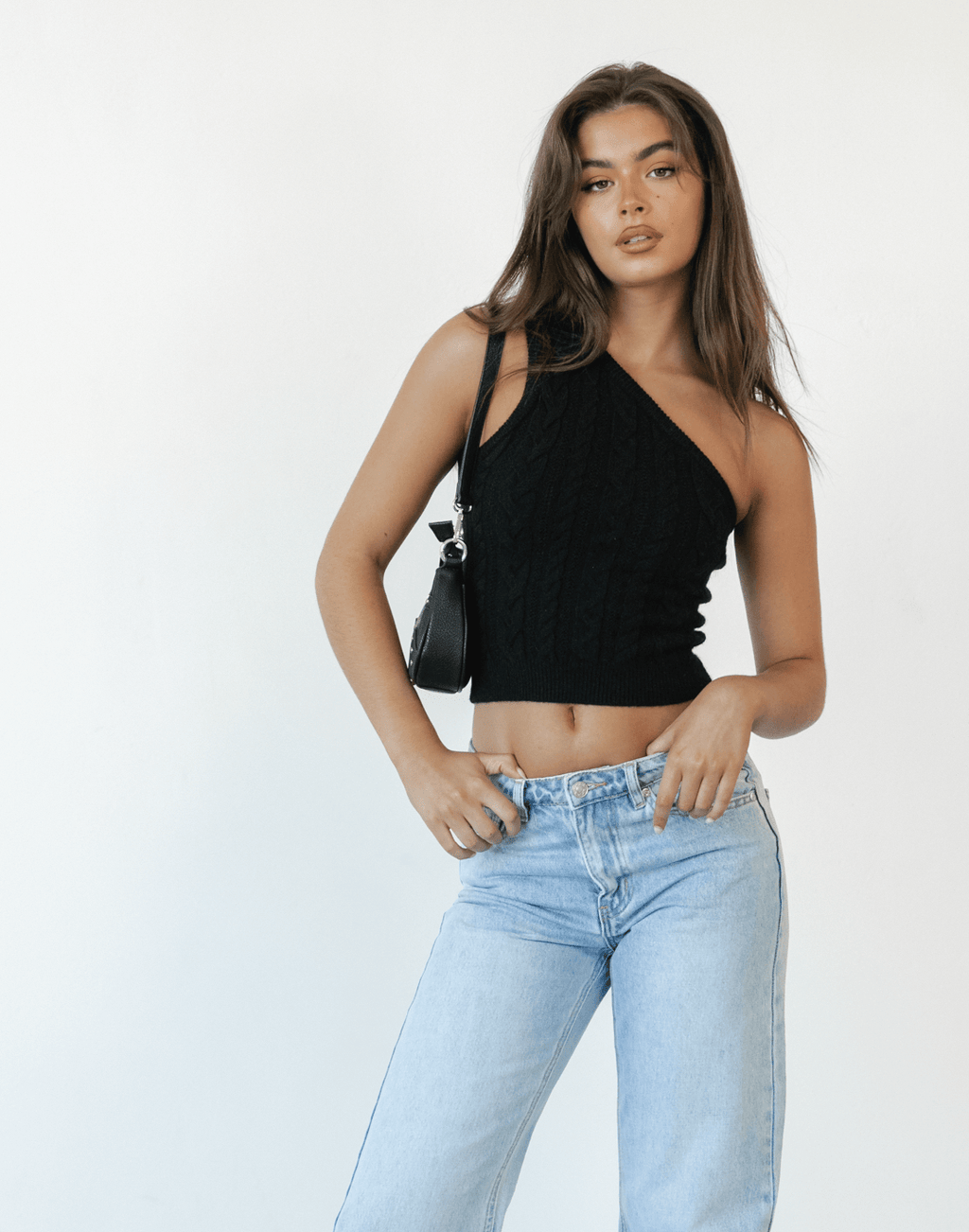 Kiara One Shoulder Top (Black)