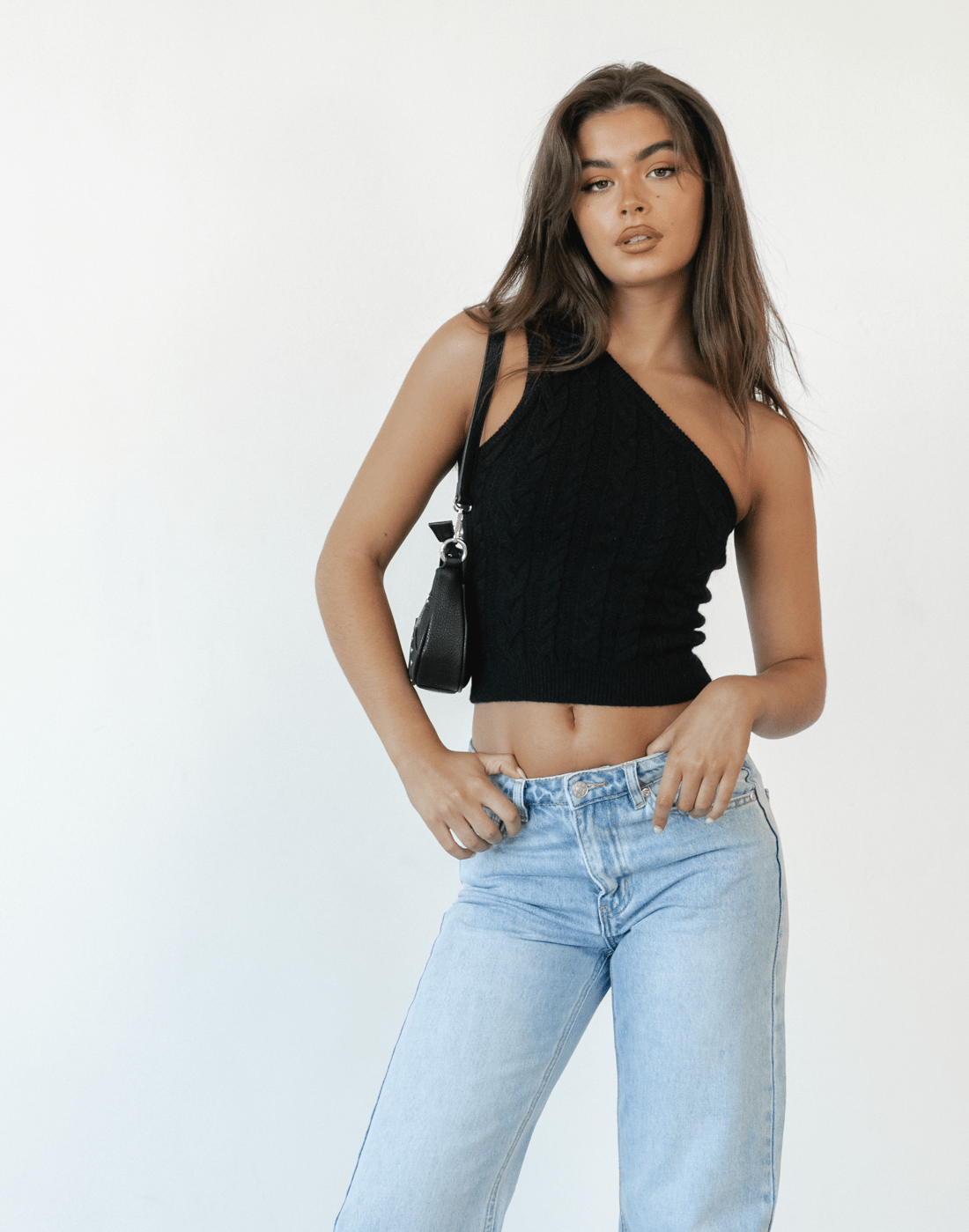 Kiara One Shoulder Top (Black)