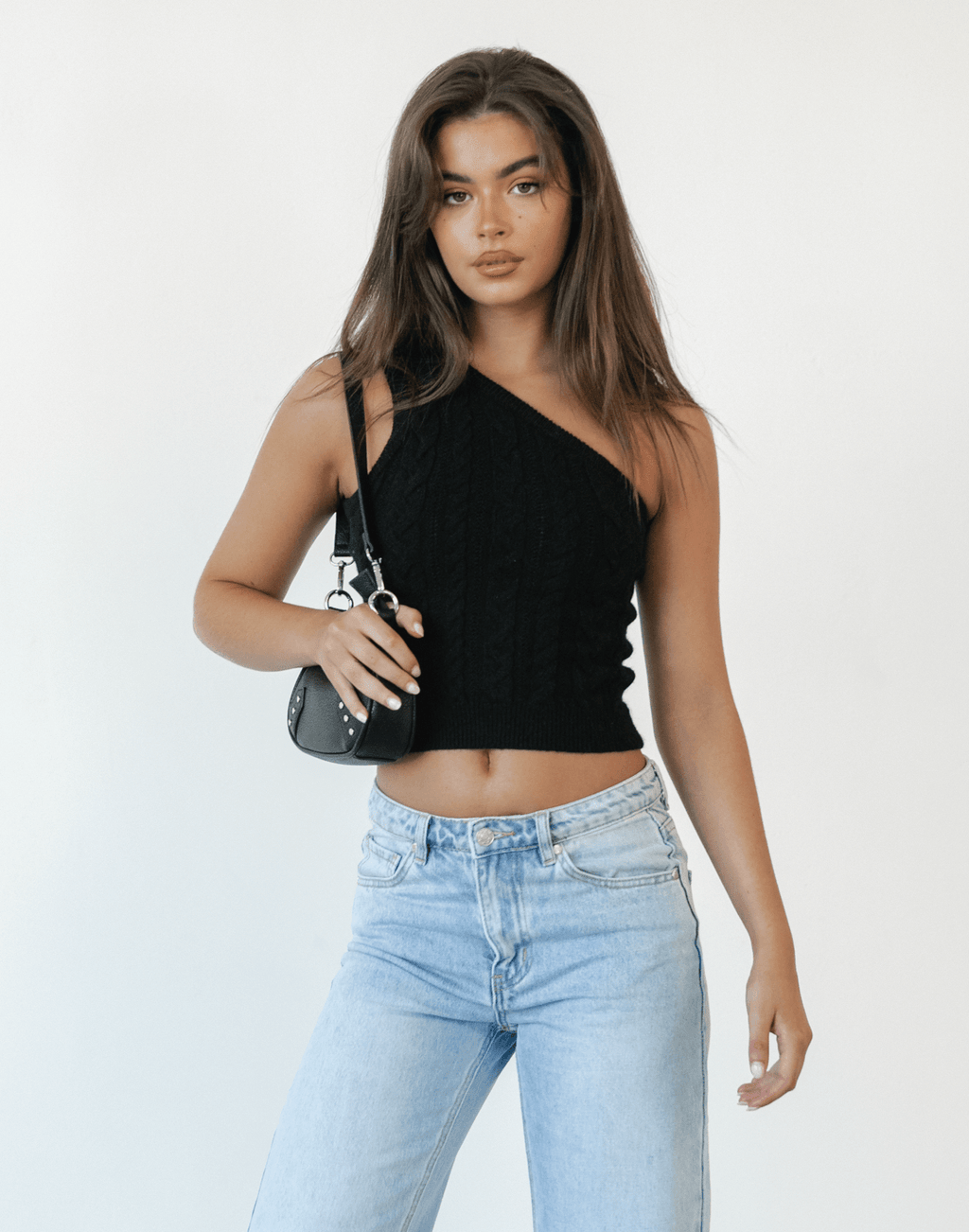 Kiara One Shoulder Top (Black)