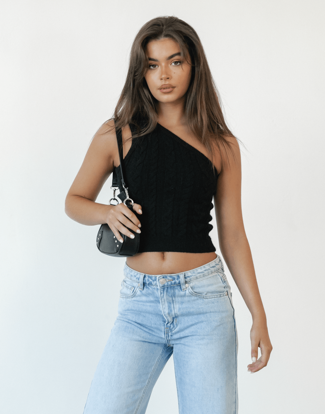 Kiara One Shoulder Top (Black)